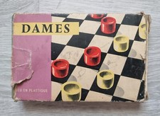 Mini jeu de DAMES Vintage de voyage en plastique (dans boite) BE