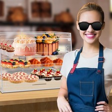Vitrine de boulangerie polyvalente à 3 niveaux en acrylique pour biscuits,