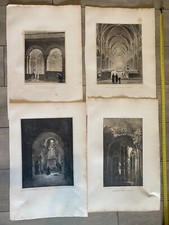 Lot de 30 lithographies signées Engelmann – Architecture religieuse et ruines -A