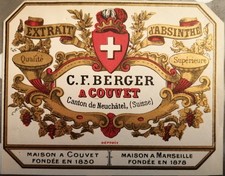 etiquette absinthe Berger Couvet Neuchâtel