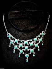 Blue Green Cabochon Short Drop