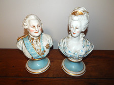 PAIRE ANCIENS Bustes en PORCELAINE Sèvres ? LOUIS XVI et MARIE ANTOINETTE Signés