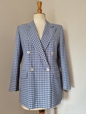 CYRILLUS MADE IN FRANCE VINTAGE BLAZER VICHY BLEU ECRU VESTE TRÉS BELLE COUPE 