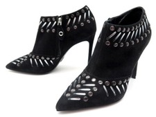 CHAUSSURES LOUIS VUITTON SPIKES LOW BOOTS 37.5 BOTTINES A TALONS DAIM NOIR 995€