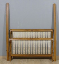 Lit Directoire 140*190 Cm En Hêtre Teinté Merisier Et Soie, époque 1980