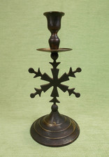 Ancien Bougeoir en Métal à Patine Bronze - Decor Scandinave ? - Vintage