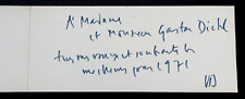 Olivier DEBRÉ - CARTE POSTALE AUTOGRAPHE SIGNÉE A Gaston DICK, 1971