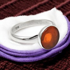 Noël Cadeau Naturel Cornaline Pierre Taille Bague 5.5 925 Argent Sterling Bande