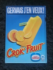 PANNEAU PLASTIQUE PUBLICITAIRE GERVAIS J'EN VEUX ! GLACES GERVAIS CROK'FRUIT
