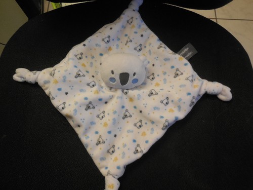 Doudou plat koala blanc bleu