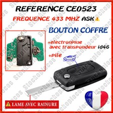 CLE VIERGE CE0523 ASK BOUTON COFFRE COMPATIBLE CITROEN C4 C5 C6 C8 XSARA PICASSO