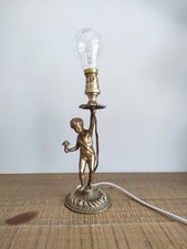 Pied de Lampe avec Chérubin/ Angelot en Bronze/Laiton - Électrifié - Vintage