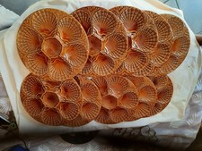 Lot 10 assiettes huîtres vintage barbotine  Portugal marron 24,5 cm