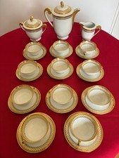 service a cafe BARDET porcelaine de limoges empire dore a l or fin- ancien