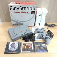 Console Sony Playstation en boite avec 2 manettes et 3 jeux CIB PS1 JP S/N MATCH