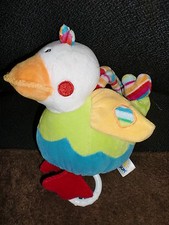 Doudou peluche musical poule canard bleu vert jaune BABYSUN 19cm