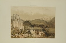 Lithographie couleur originale La Chambre vallée de la Maurienne Savoie