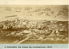 France, Normandie, L'escadre en rade de Cherbourg, 1876, vintage albumen pr