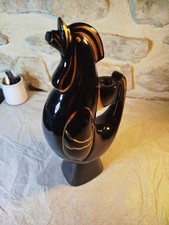 Ancienne Bouteille à Liqueur Garnier – Coq Noir et Doré – Céramique Années 60/70