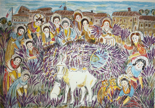 Les lavandieres lithographie - lavandieres,