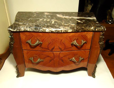 Commode de Poupée - Miniature France - Marqueterie - Marbre - France - XXth