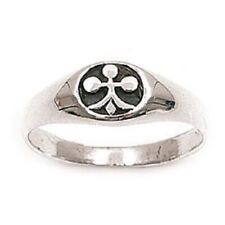 DOLLY-BIJOUX Chevalière Croix Fleur de Lys Rhodié Argent Massif 925