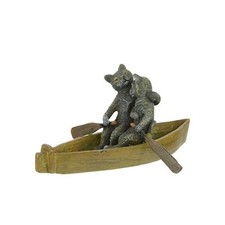 Sculpture De deux chats dans un bateau à rames stylevienna d'après Franz Bergman