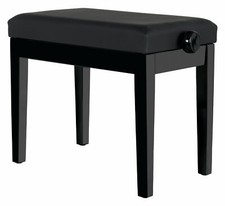 Banquette Piano Clavier Tabouret Banc Reglable à Croise Similicuir Noir Brillant