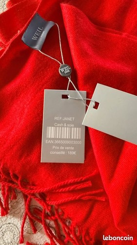Etole rouge soie cachemire - et,