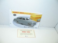 1 fiche + certif. DINKY TOYS