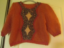 Anny Blatt Pull Vintage Coq de Roche - Mohair et Coton Manche 3/4 - BE