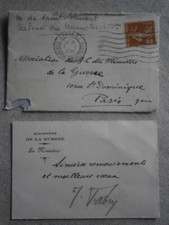 FRANCE TIMBRE SEMEUSE LETTRE COVER AUTOGRAPHE SIGNATURE FABRY MINISTRE GUERRE