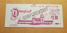 Vintage 1960's Disneyland MAIN GATE ADMISSION Complimentary Ticket UNUSED Exclnt