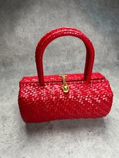 Sac à main en osier tressé rigide vintage style Neiman Marcus