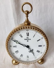 Petite pendule, réveil  UTI SWIZA 8 - laiton - années 50 - Suisse