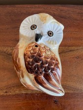 Ancien tire ficelle, dévidoir vintage en céramique hibou chouette