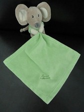 F5. DOUDOU  PELUCHE TIAMO COLLECTION SOURIS BEIGE MOUCHOIR VERT ETAT QUASI NEUF*