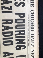 WW2 JOURNAL NEWSPAPER CHICAGO DAILY TRIBUNE TUESDAY JUNE 6 1944 PHOTOS D DAYS