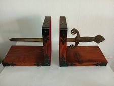 PAIRE   -  Serre livres en Bois - Vintage - épée - TBE