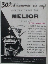 PUBLICITE MELIOR CAFETIERE