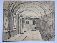 André Lamy Crayon Vue de l'écurie Haras Cheval Jument équitation hippique