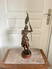 Ancien Statue Sculpture BRONZE S. Kinsburger JEANNE J'ARC 5Kg 45 cm 18ème XIXème