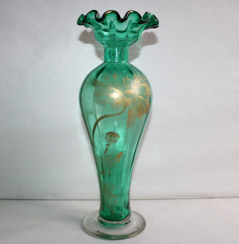 Ancien vase verre peint - vase, en