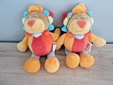 V6-  LOT DOUDOU PELUCHE POUET KG BIECO LION OASIS ORANGE BLEU VERT ROSE 18cms