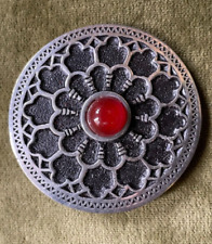 SAINT JUSTIN - BROCHE EN ETAIN - PEWTER JEWEL  Rosace gothique