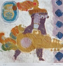 Theo Tobiasse Dame Au Violoncelle Main Signée Gravure Carborundum Violon Art