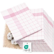 Set de 12 torchons Coton et Lin 50x70 cm Rouge Blanc à Carreaux