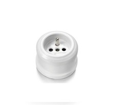 FONTINI GARBY - Prise avec terre Porcelaine Blanche 16A-250V Réf. 30-211-17-2