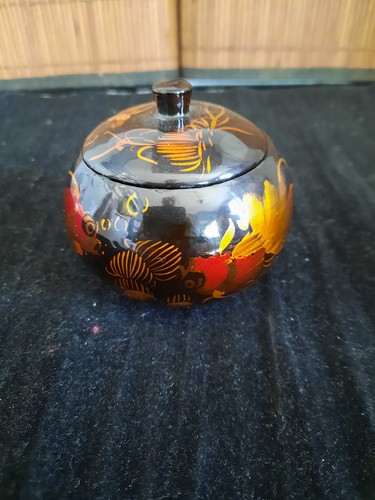 Boîte ronde bois laqué - boîte,