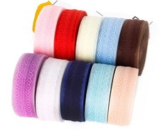 D01 - FINE DENTELLE sur RUBAN ORGANZA 3D ** 38 mm ** au mètre - mariage Noeuds